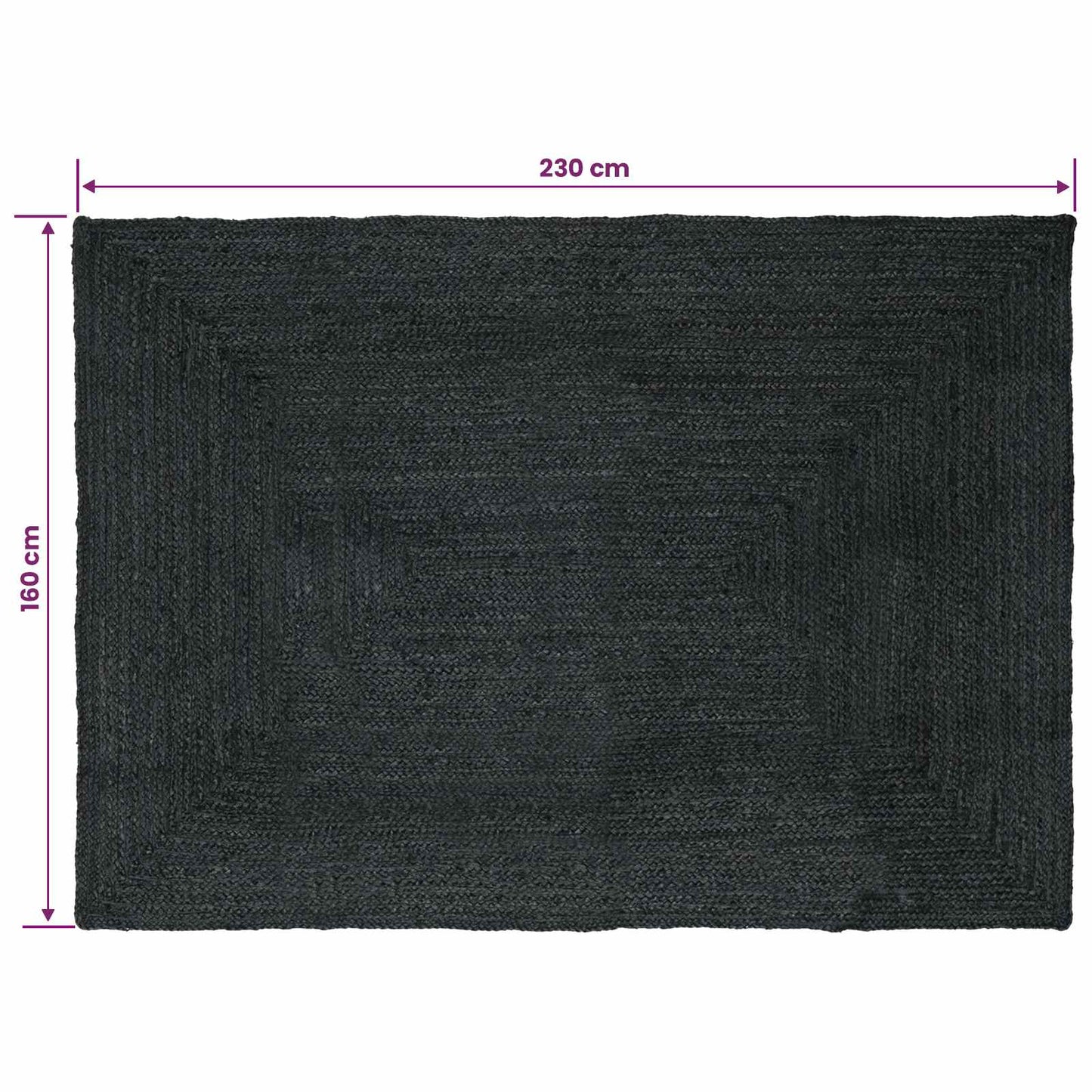 Områdetepper Rektangulær Mørkegrå 160 x 230 cm Jute