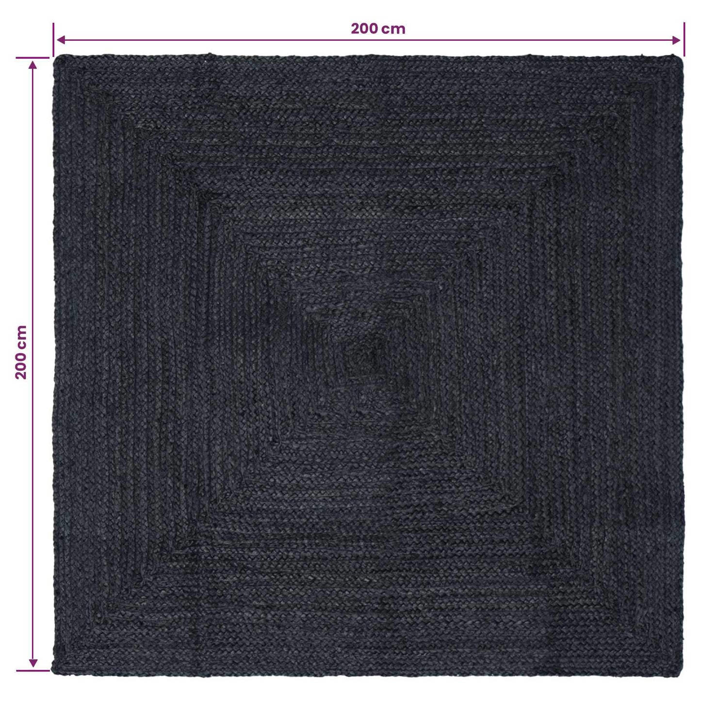 Områdetepper Torget Mørkegrå 200 x 200 cm Jute