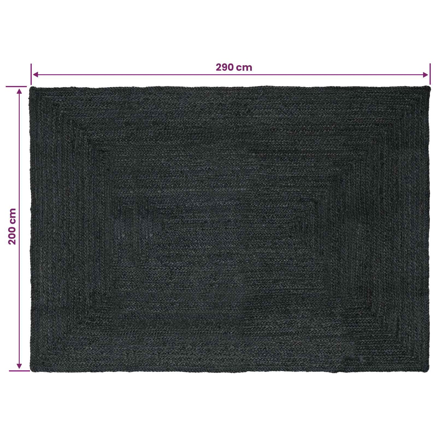 Områdetepper Rektangulær Mørkegrå 200 x 290 cm Jute