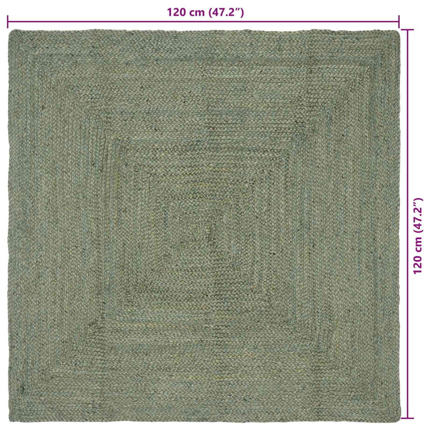 Områdetepper Rektangulær Olivengrønn 120 x 120 cm Jute