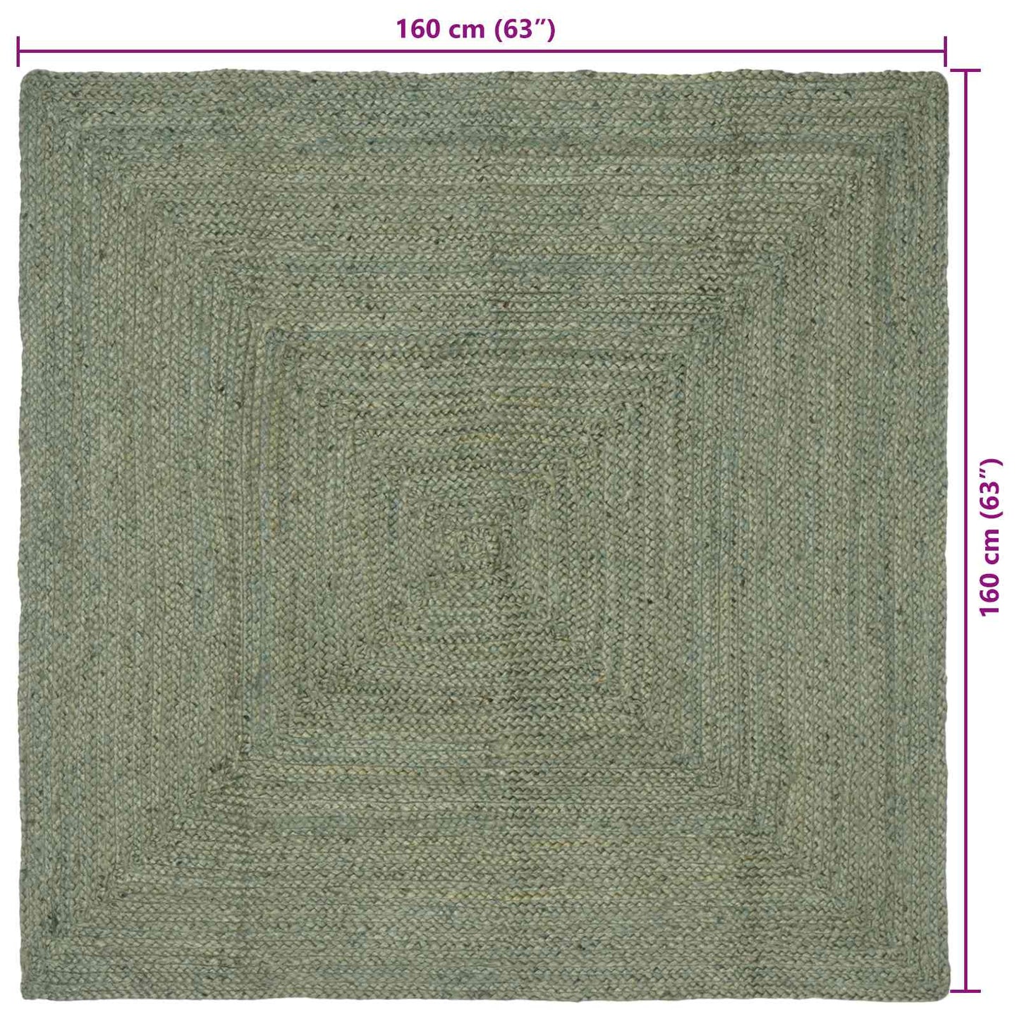 Områdetepper Rektangulær Olivengrønn 160 x 160 cm Jute
