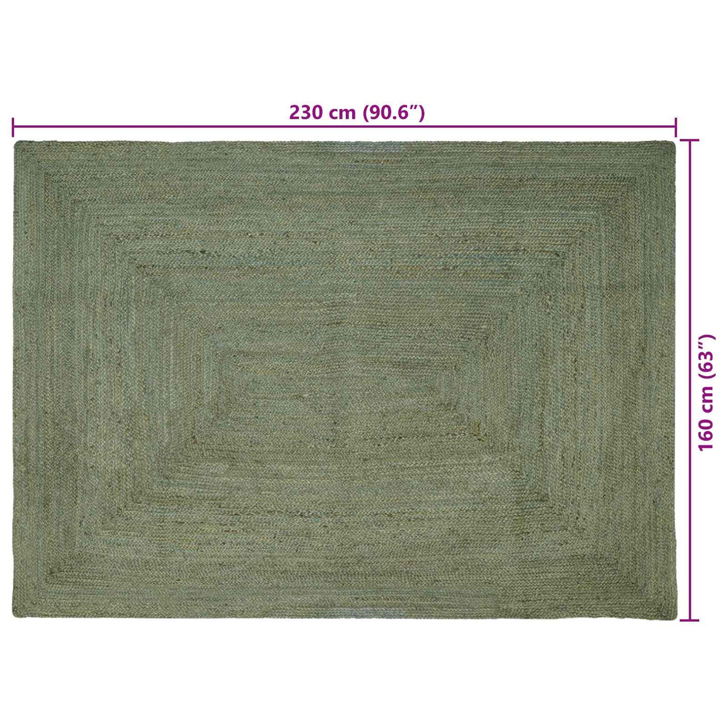Områdetepper Rektangulær Olivengrønn 160 x 230 cm Jute