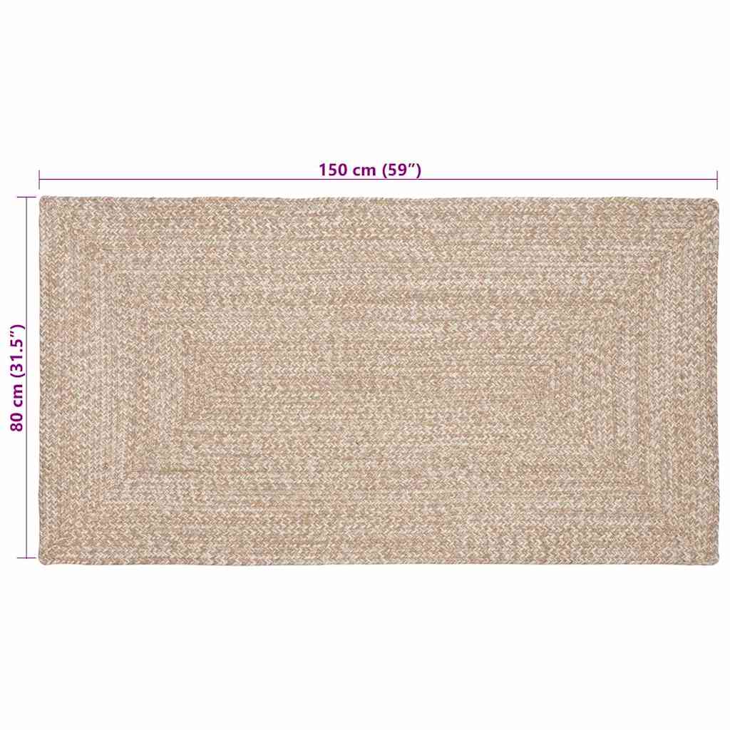 Områdetepper Naturlig og Hvit 80 x 150 cm Jute