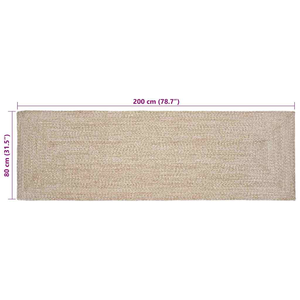 Områdetepper Naturlig og Hvit 80 x 200 cm Jute