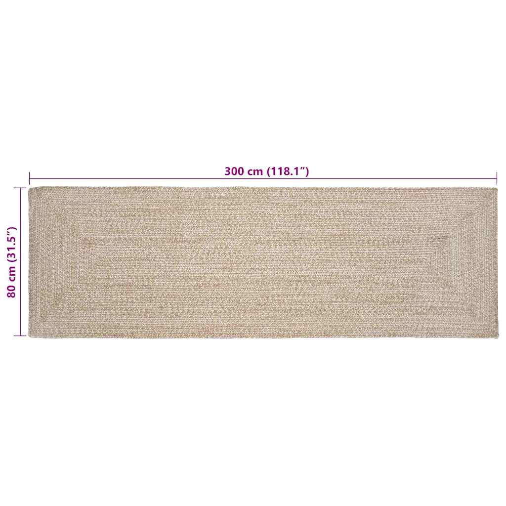 Områdetepper Naturlig og Hvit 80 x 300 cm Jute
