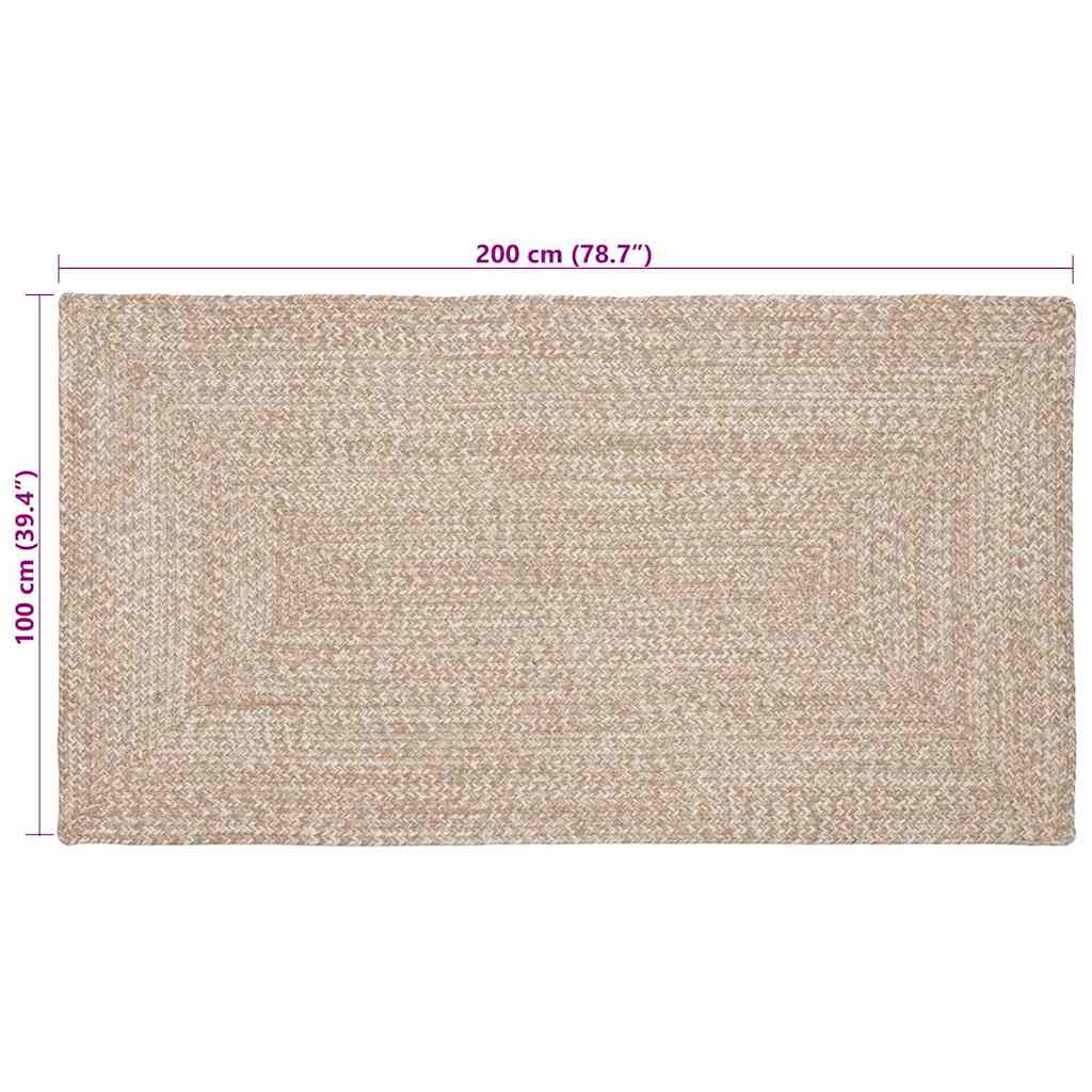 Områdetepper Naturlig og Hvit 100 x 200 cm Jute