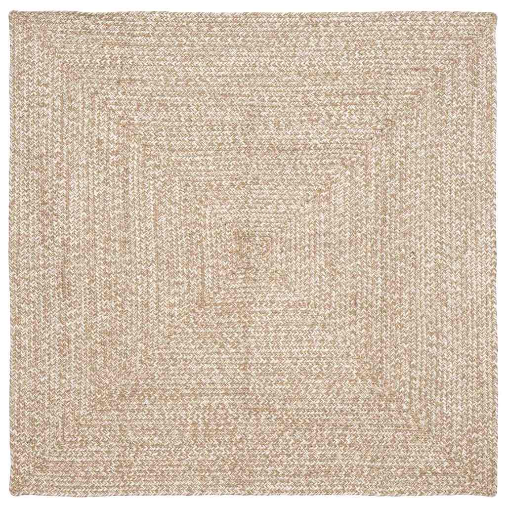 Områdetepper Naturlig og Hvit 120 x 120 cm Jute