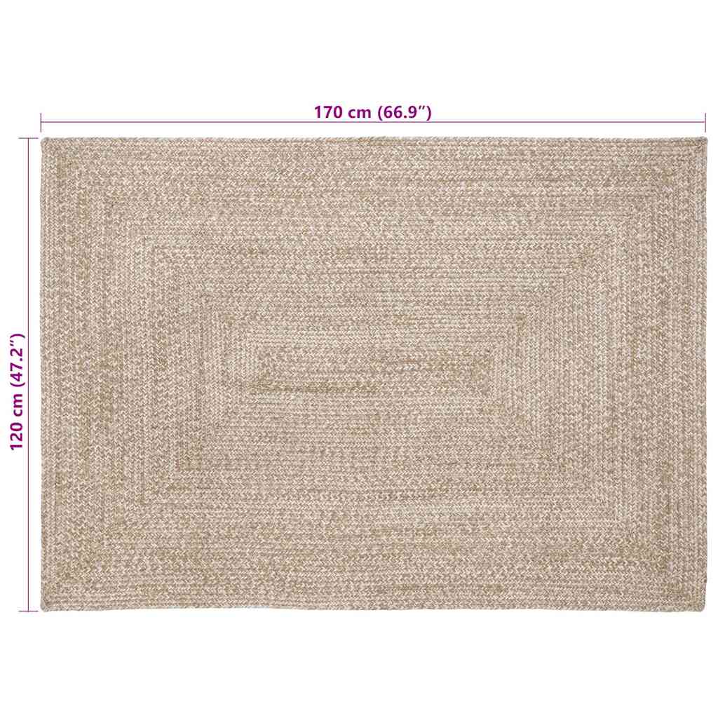 Områdetepper Naturlig og Hvit 120 x 170 cm Jute