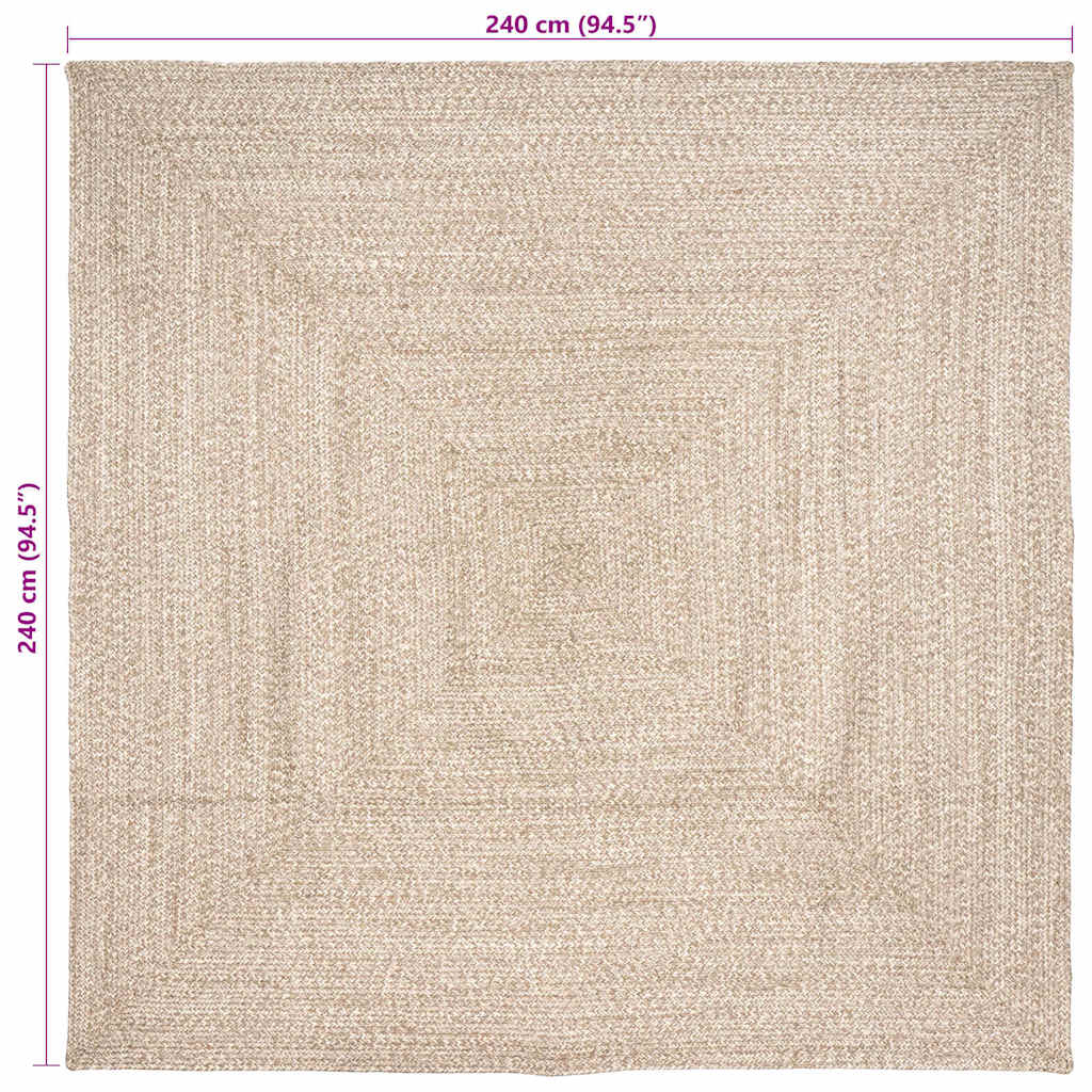 Områdetepper Naturlig og Hvit 240 x 240 cm Jute