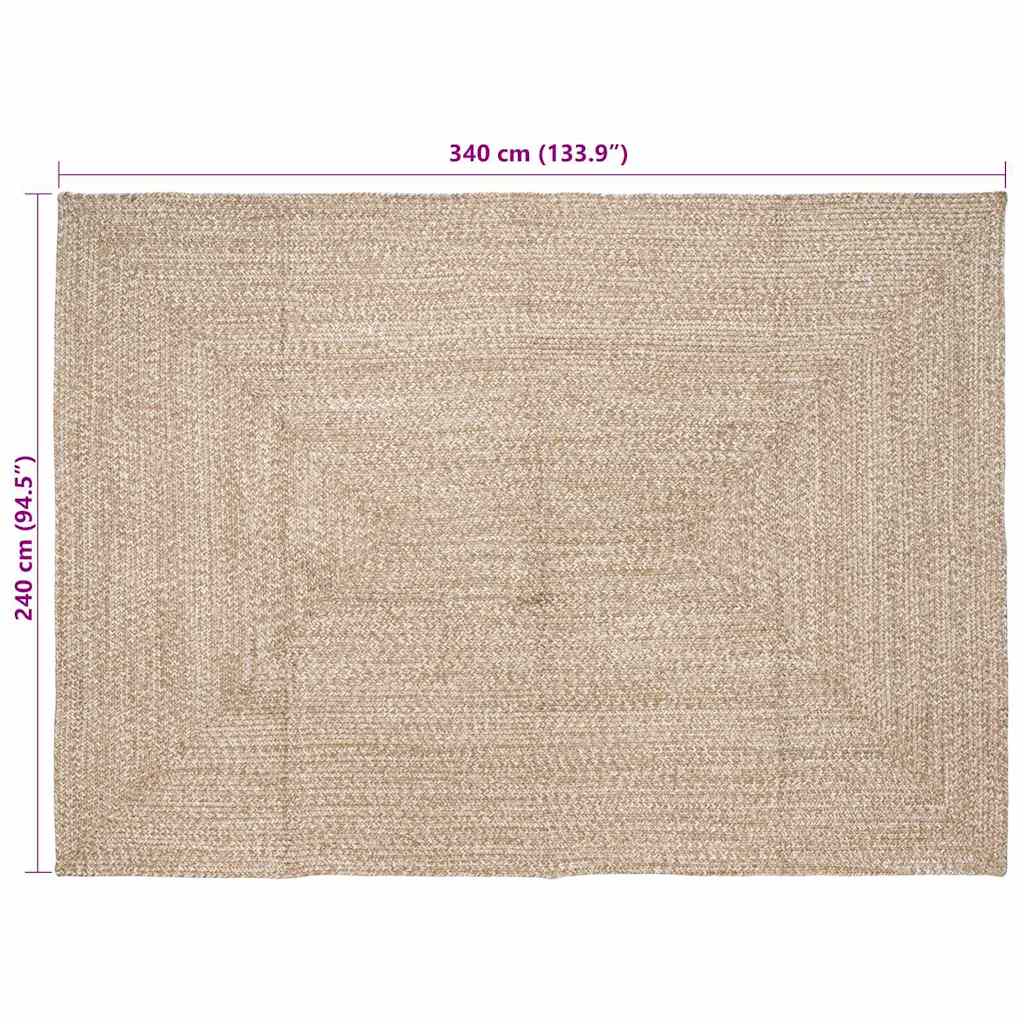 Områdetepper Naturlig og Hvit 240 x 340 cm Jute