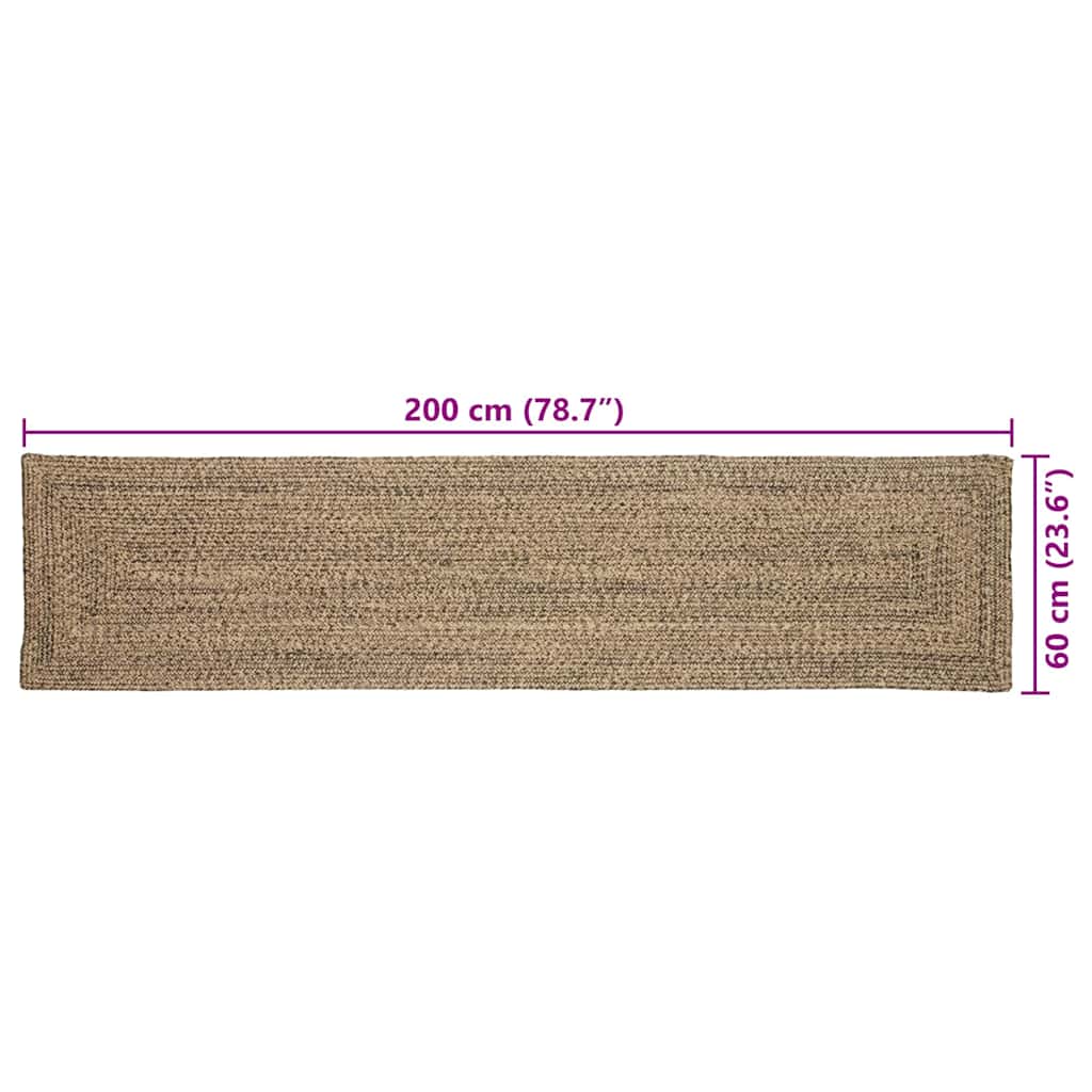Områdetepper Naturlig og svart 60 x 200 cm Jute