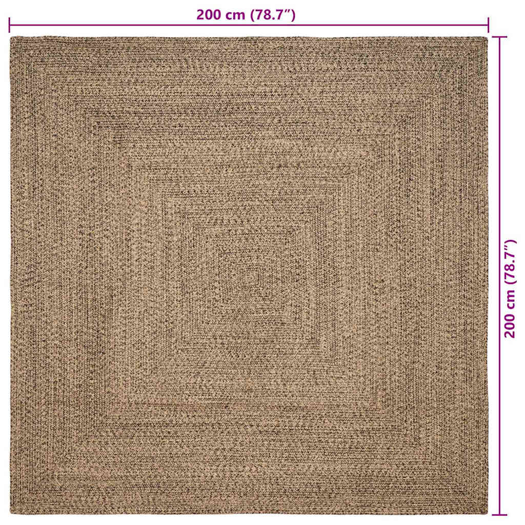 Områdetepper Naturlig og svart 200 x 200 cm Jute