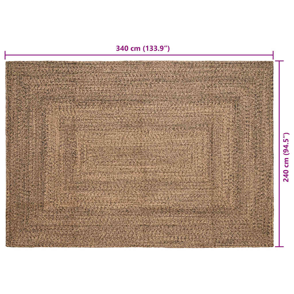 Områdetepper Naturlig og svart 240 x 340 cm Jute