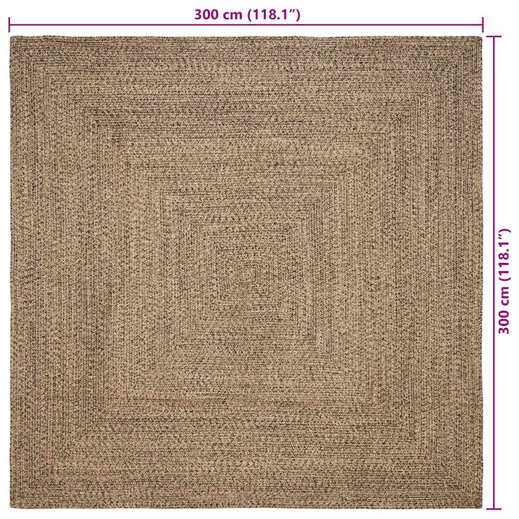 Områdetepper Naturlig og svart 300 x 300 cm Jute
