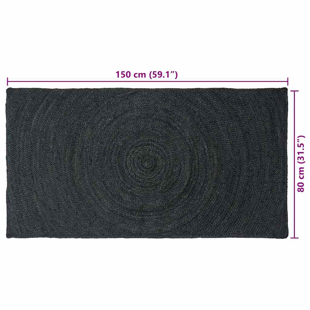 Områdetepper Mørkegrå 80 x 150 cm Jute