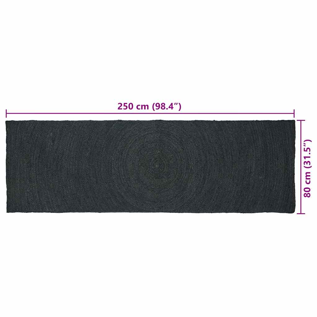 Områdetepper Mørkegrå 80 x 250 cm Jute