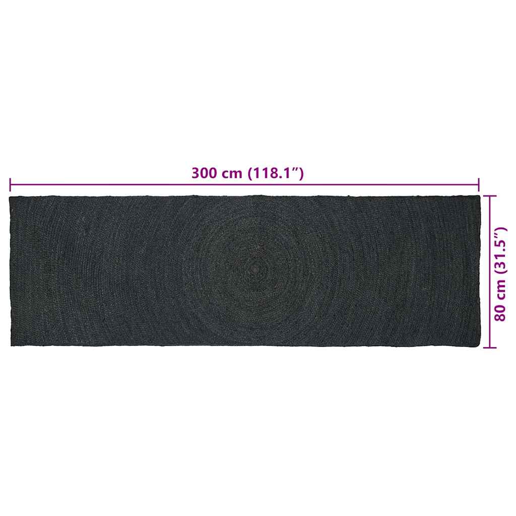 Områdetepper Mørkegrå 80 x 300 cm Jute