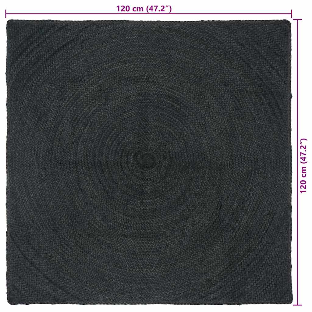 Områdetepper Mørkegrå 120 x 120 cm Jute