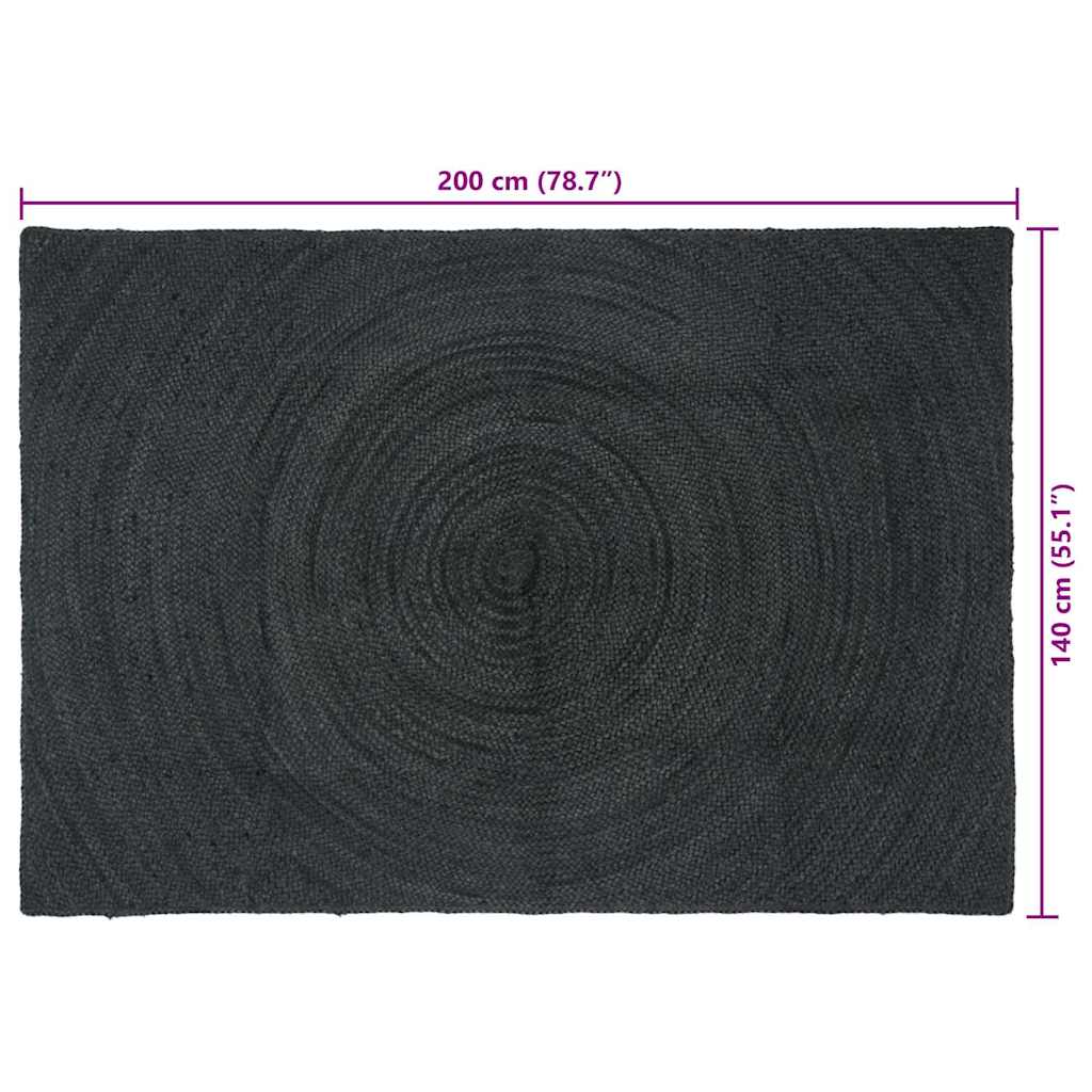 Områdetepper Mørkegrå 140 x 200 cm Jute