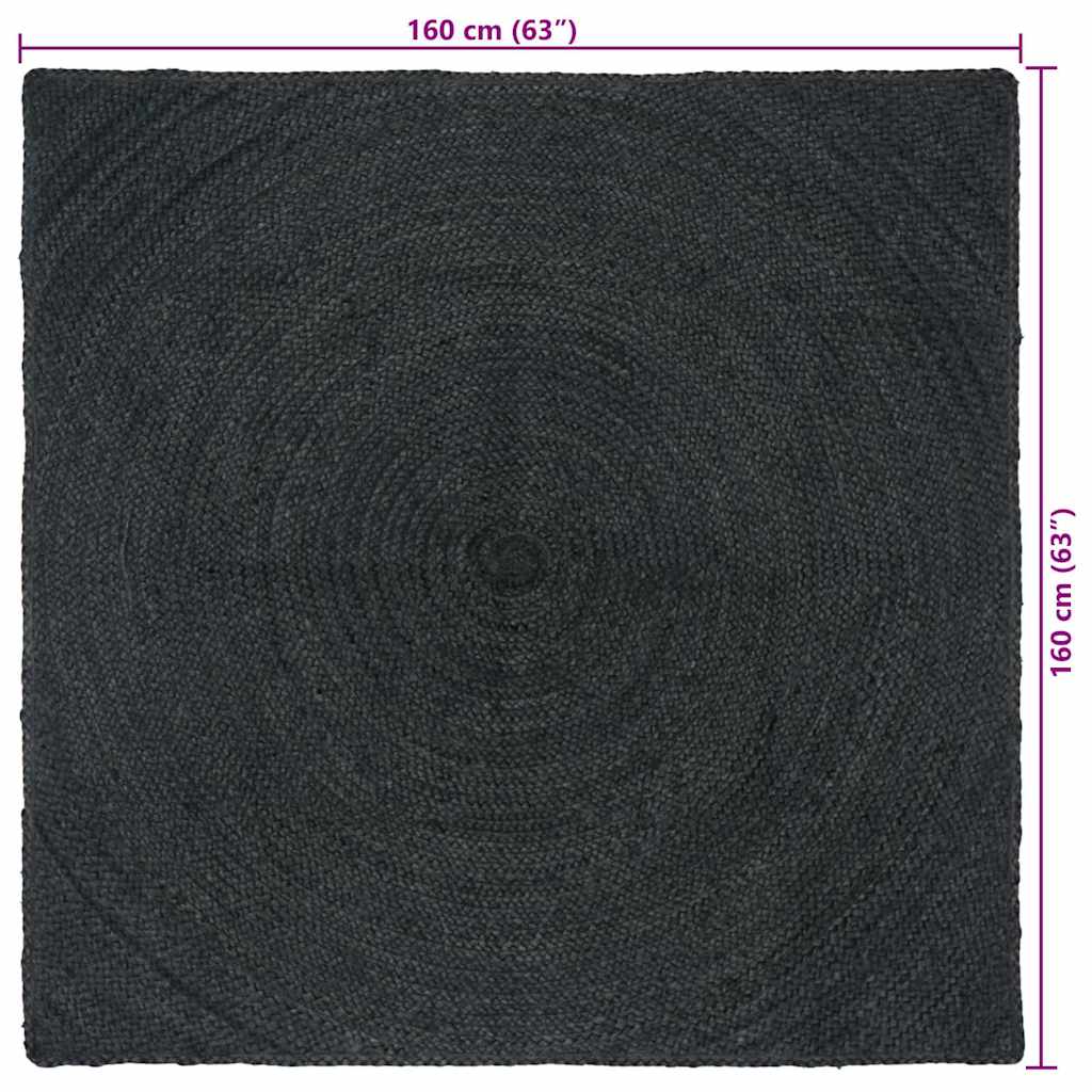 Områdetepper Mørkegrå 160 x 160 cm Jute