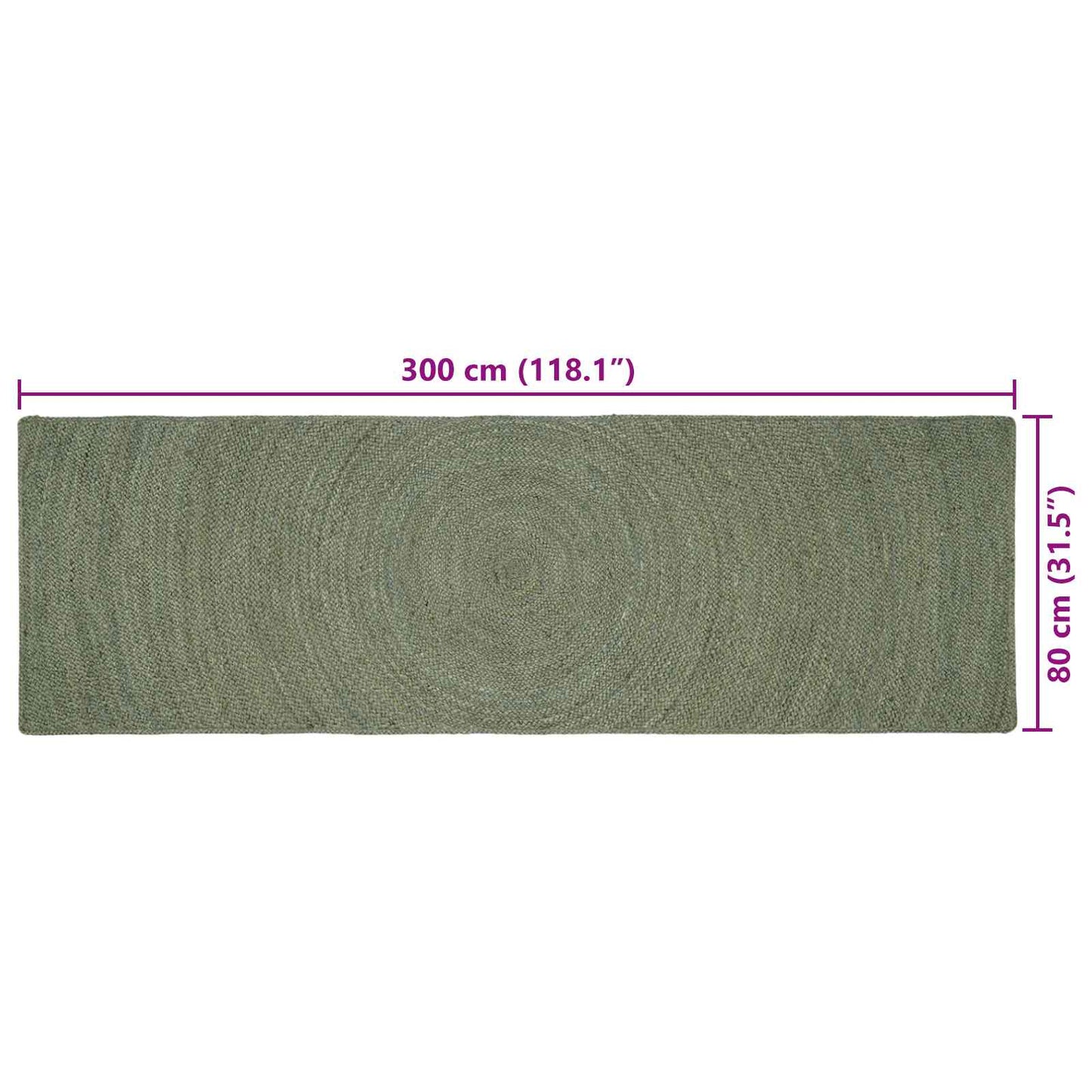 Områdetepper Olivengrønn 80 x 300 cm Jute