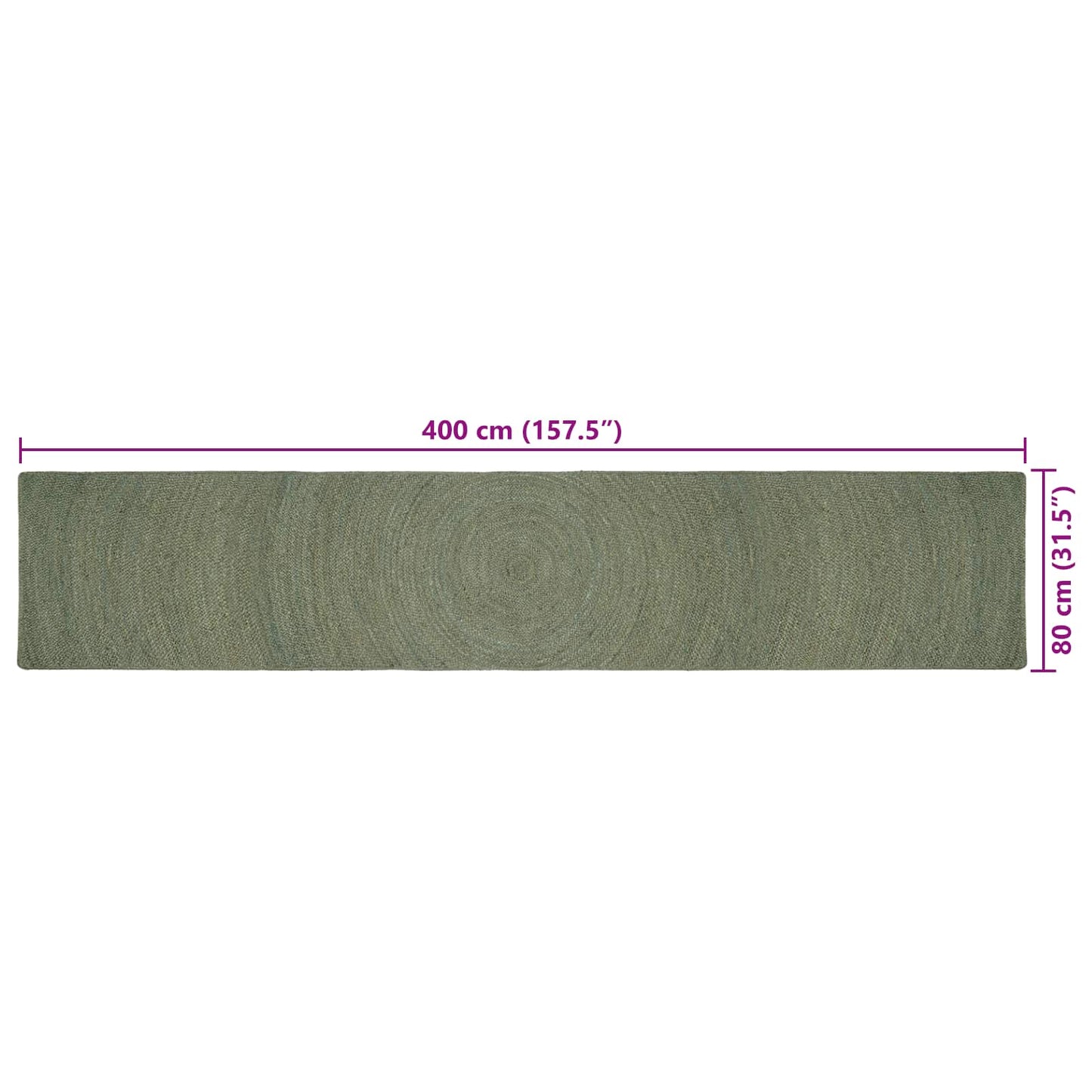 Områdetepper Olivengrønn 80 x 400 cm Jute
