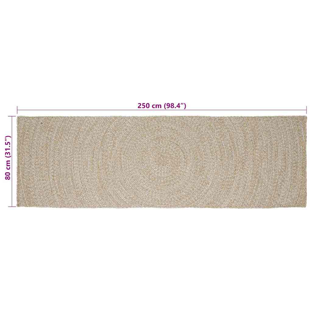Områdetepper Naturlig og Hvit 80 x 250 cm Jute