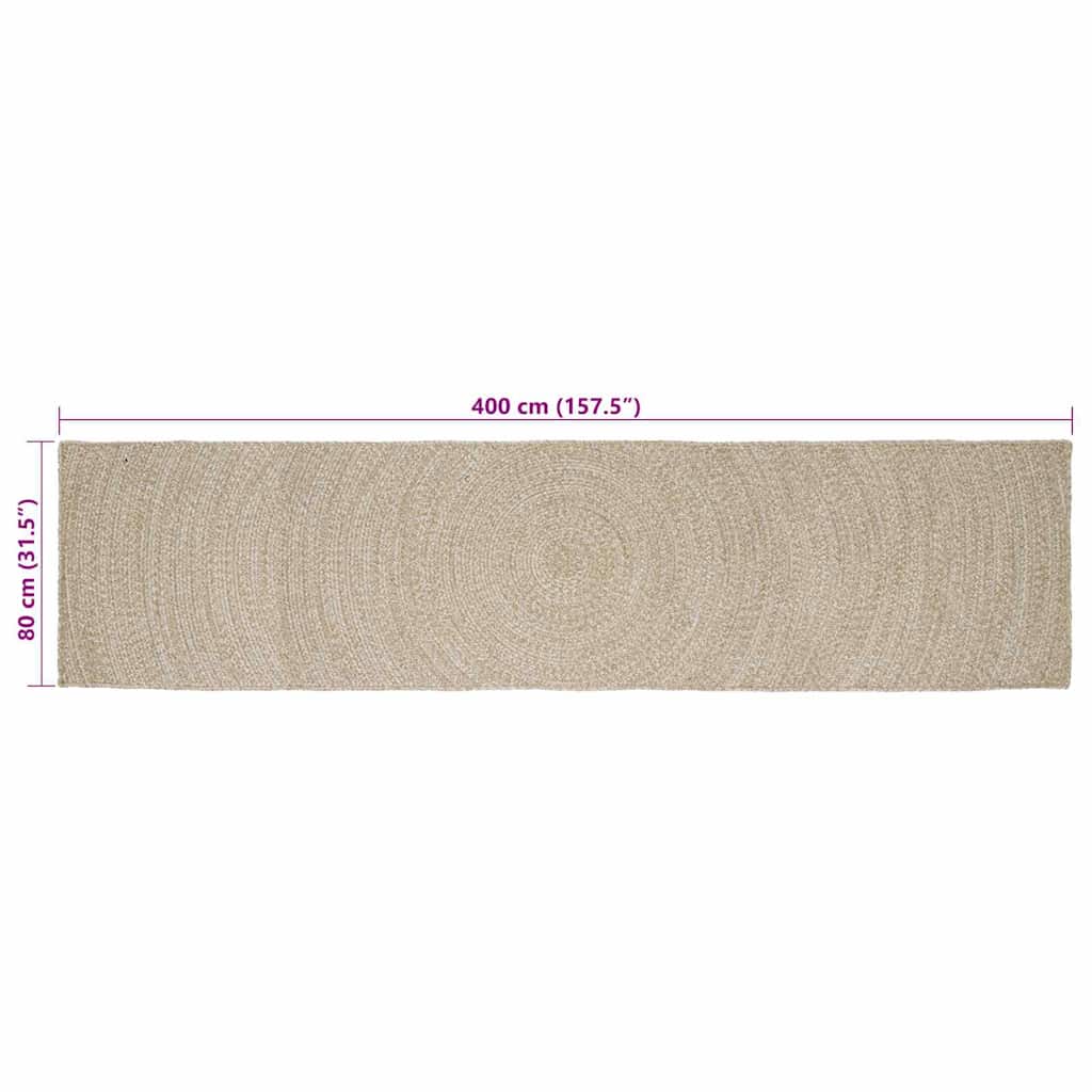 Områdetepper Naturlig og Hvit 80 x 400 cm Jute