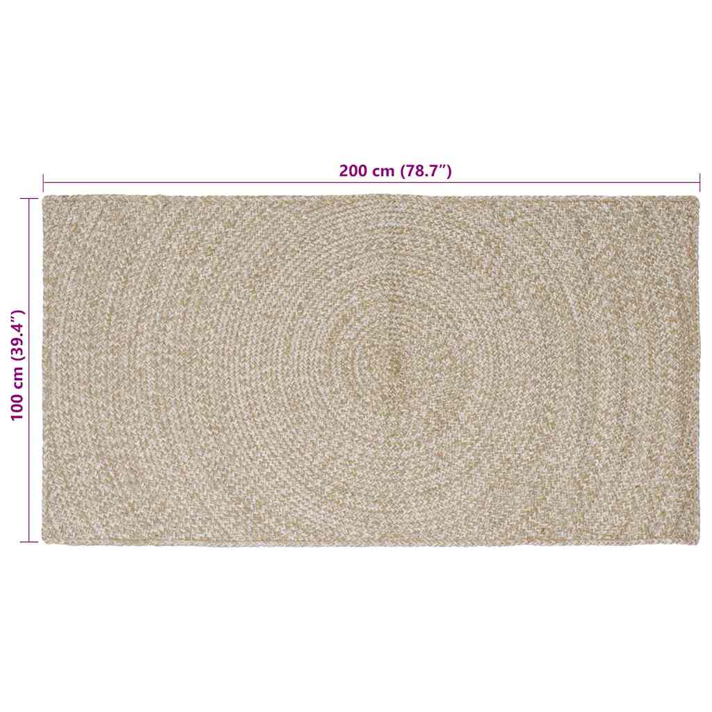 Områdetepper Naturlig og Hvit 100 x 200 cm Jute