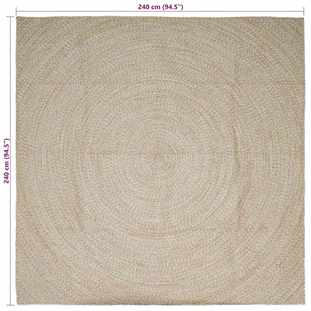 Områdetepper Naturlig og Hvit 240 x 240 cm Jute