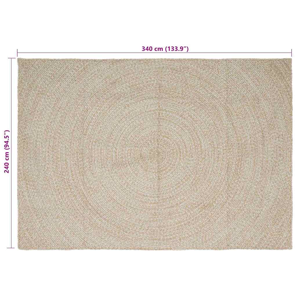 Områdetepper Naturlig og Hvit 240 x 340 cm Jute