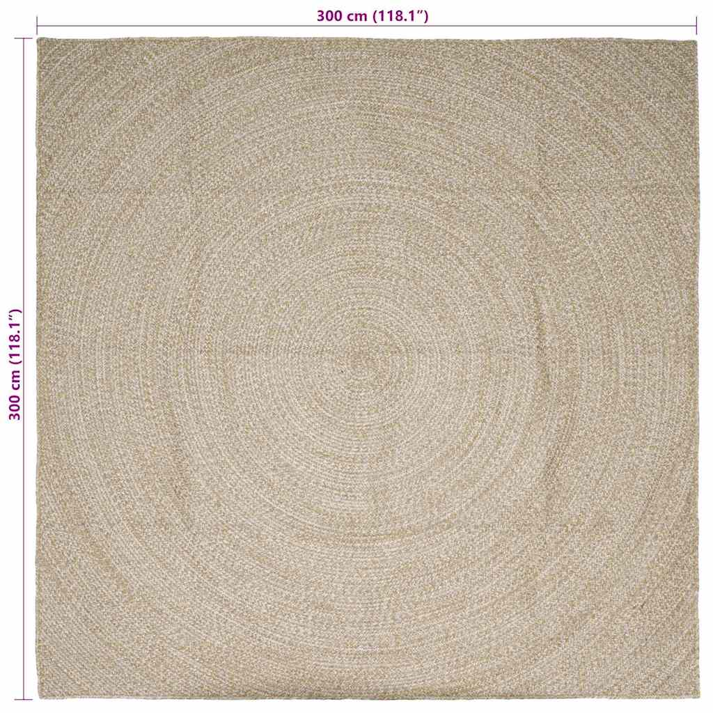 Områdetepper Naturlig og Hvit 300 x 300 cm Jute