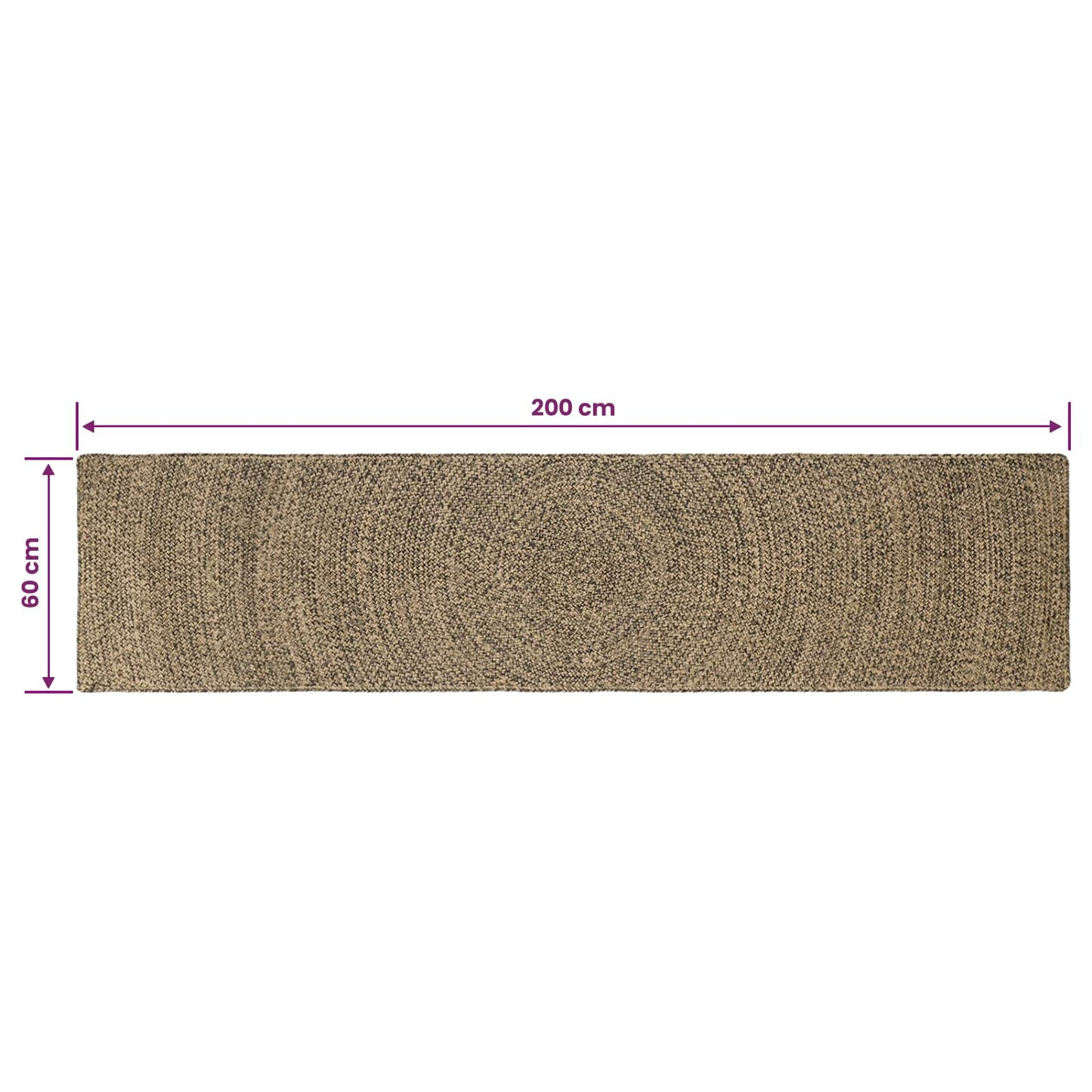 Områdetepper Naturlig og svart 60 x 200 cm Jute