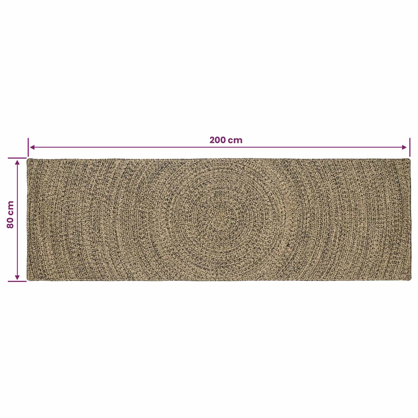 Områdetepper Naturlig og svart 80 x 200 cm Jute