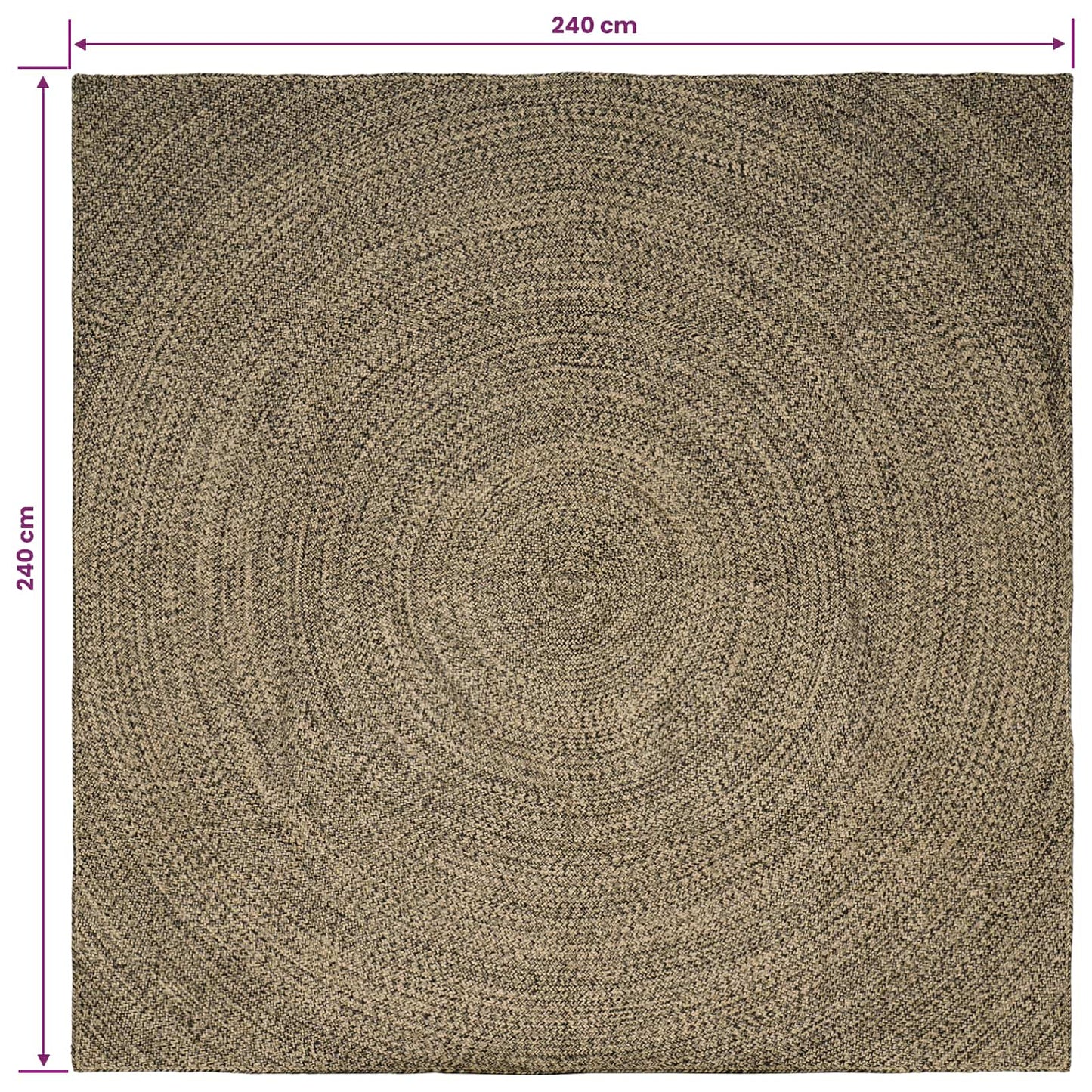 Områdetepper Naturlig og svart 240 x 240 cm Jute