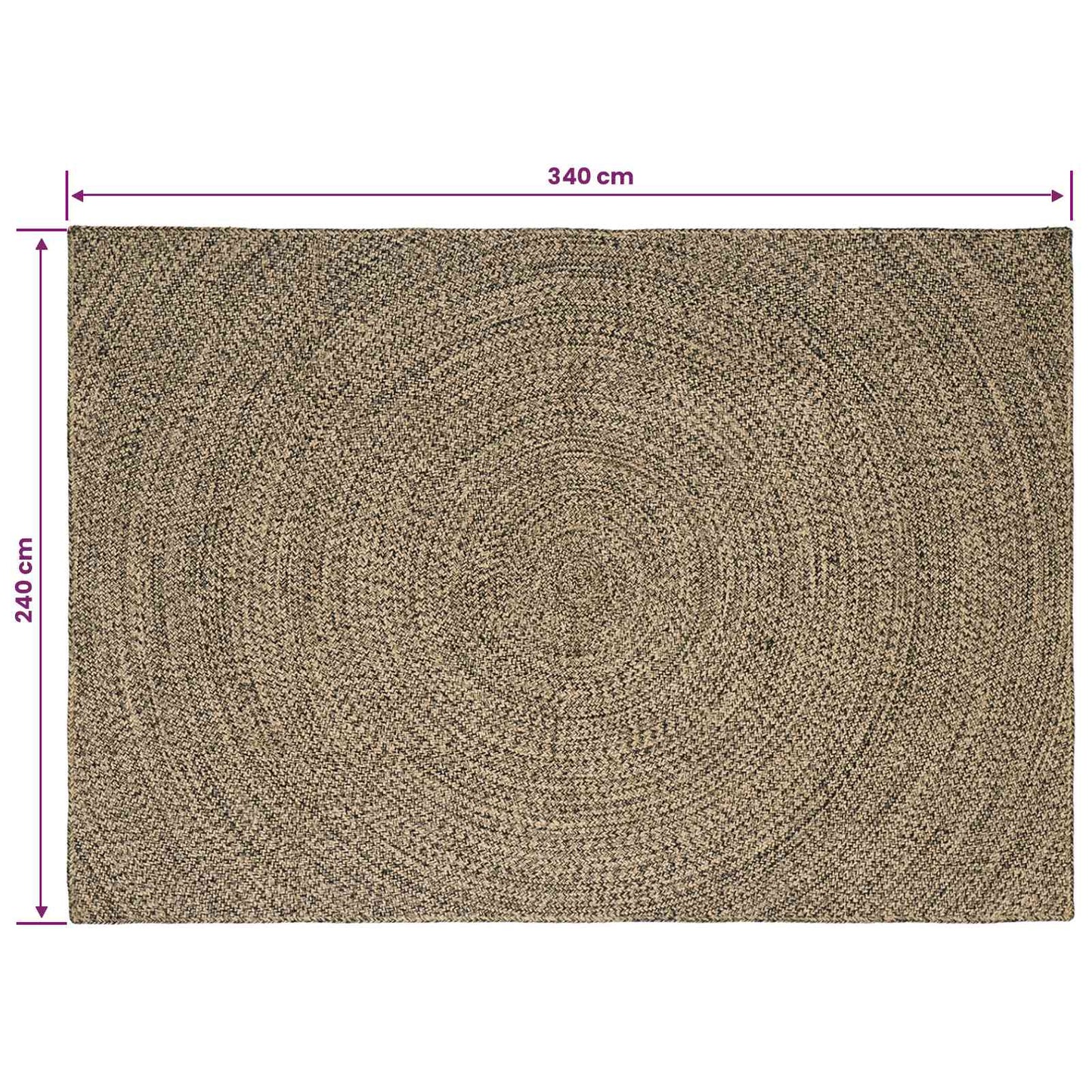 Områdetepper Naturlig og svart 240 x 340 cm Jute