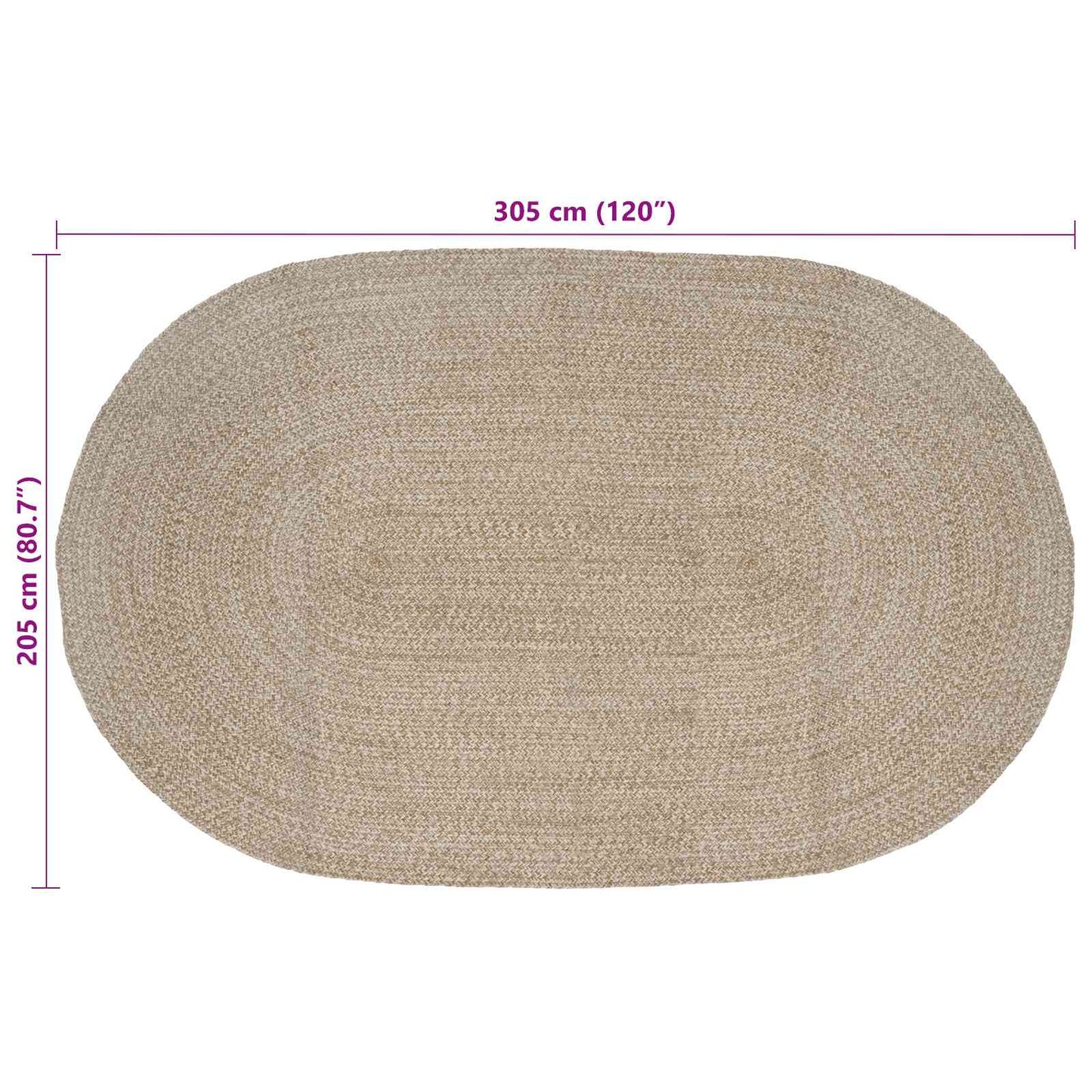 Områdetepper Hvit 205 x 305 cm Jute