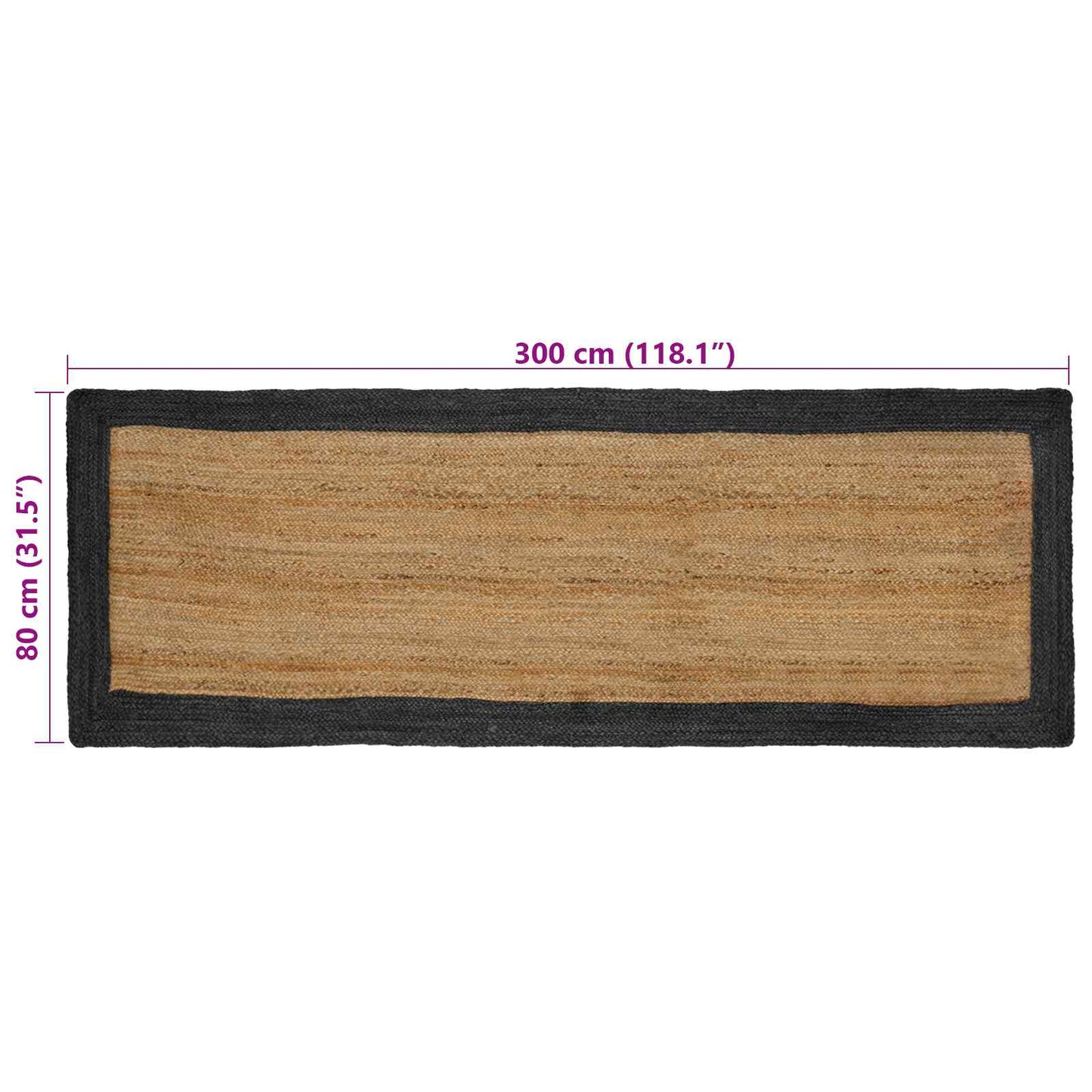 Områdetepper Mørkegrå 80 x 300 cm Jute