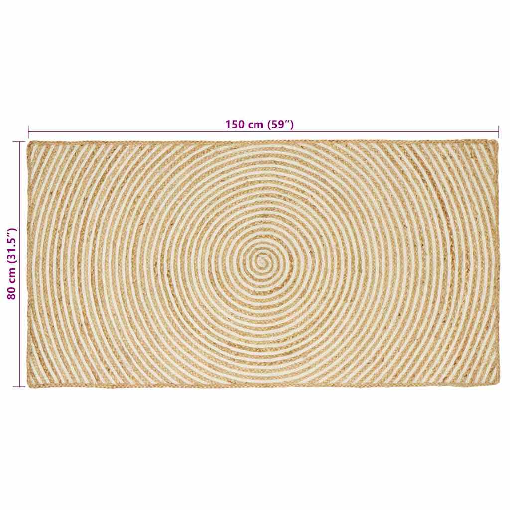 Områdetepper Hvit 80 x 150 cm Jute