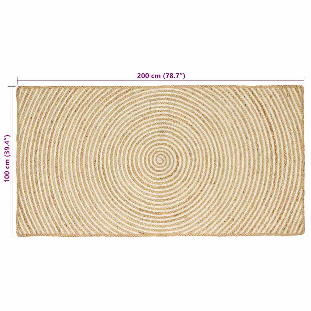 Områdetepper Hvit 100 x 200 cm Jute