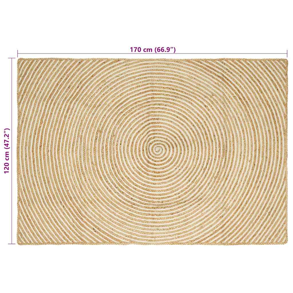 Områdetepper Hvit 120 x 170 cm Jute