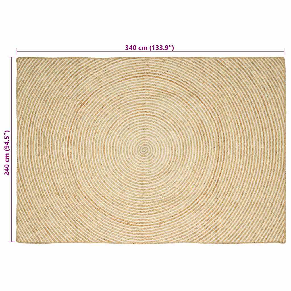 Områdetepper Hvit 240 x 340 cm Jute