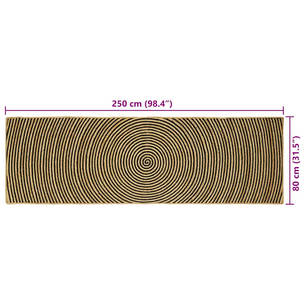 Områdetepper Svart 80 x 250 cm Jute