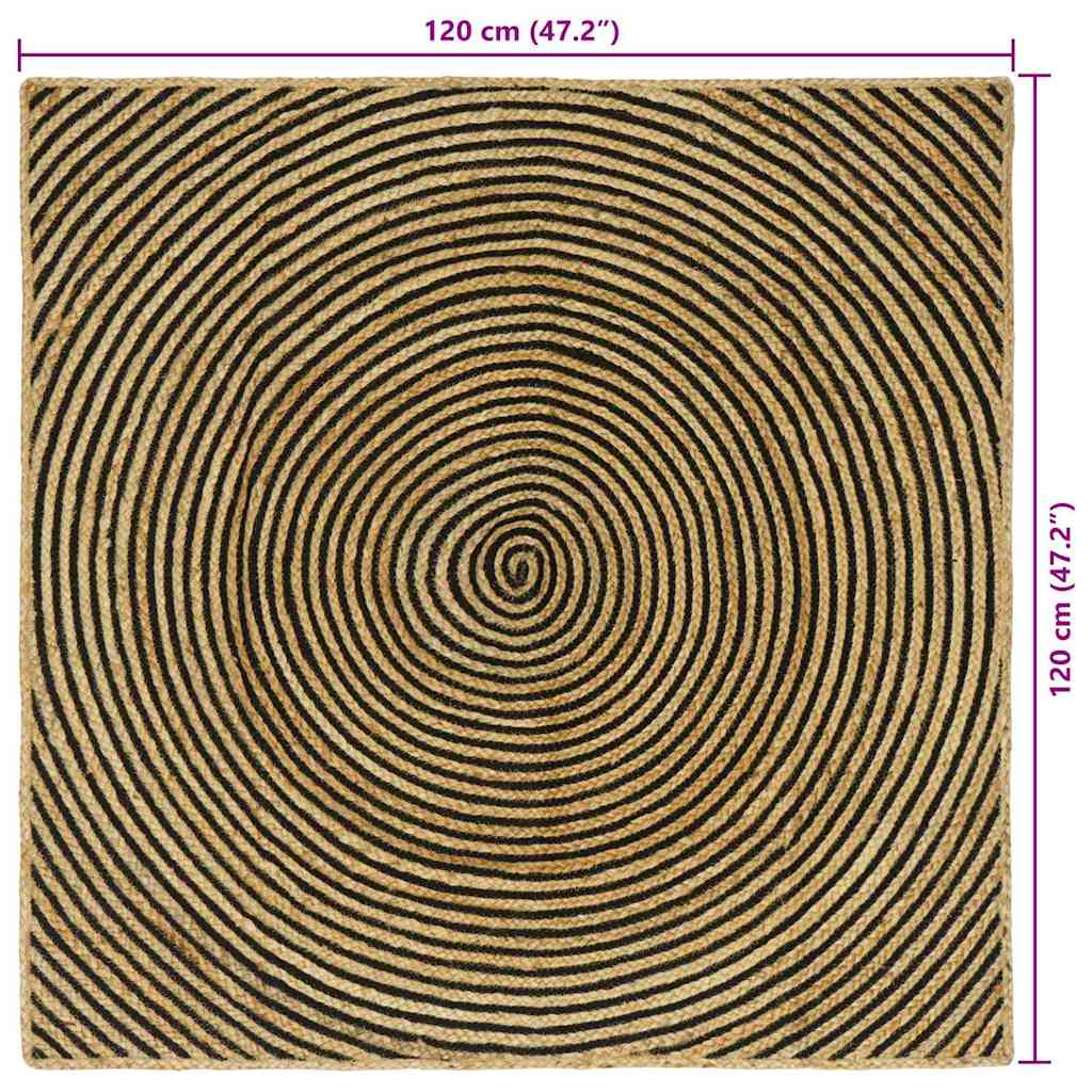 Områdetepper Svart 120 x 120 cm Jute