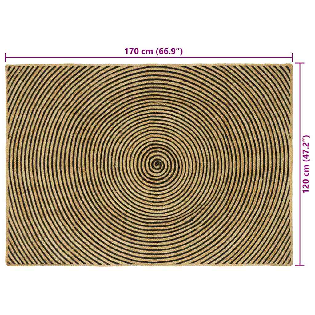 Områdetepper Svart 120 x 170 cm Jute