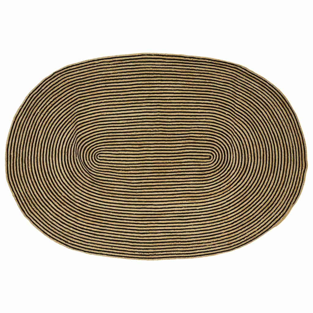 Områdetepper Naturlig og svart 152 x 245 cm Jute