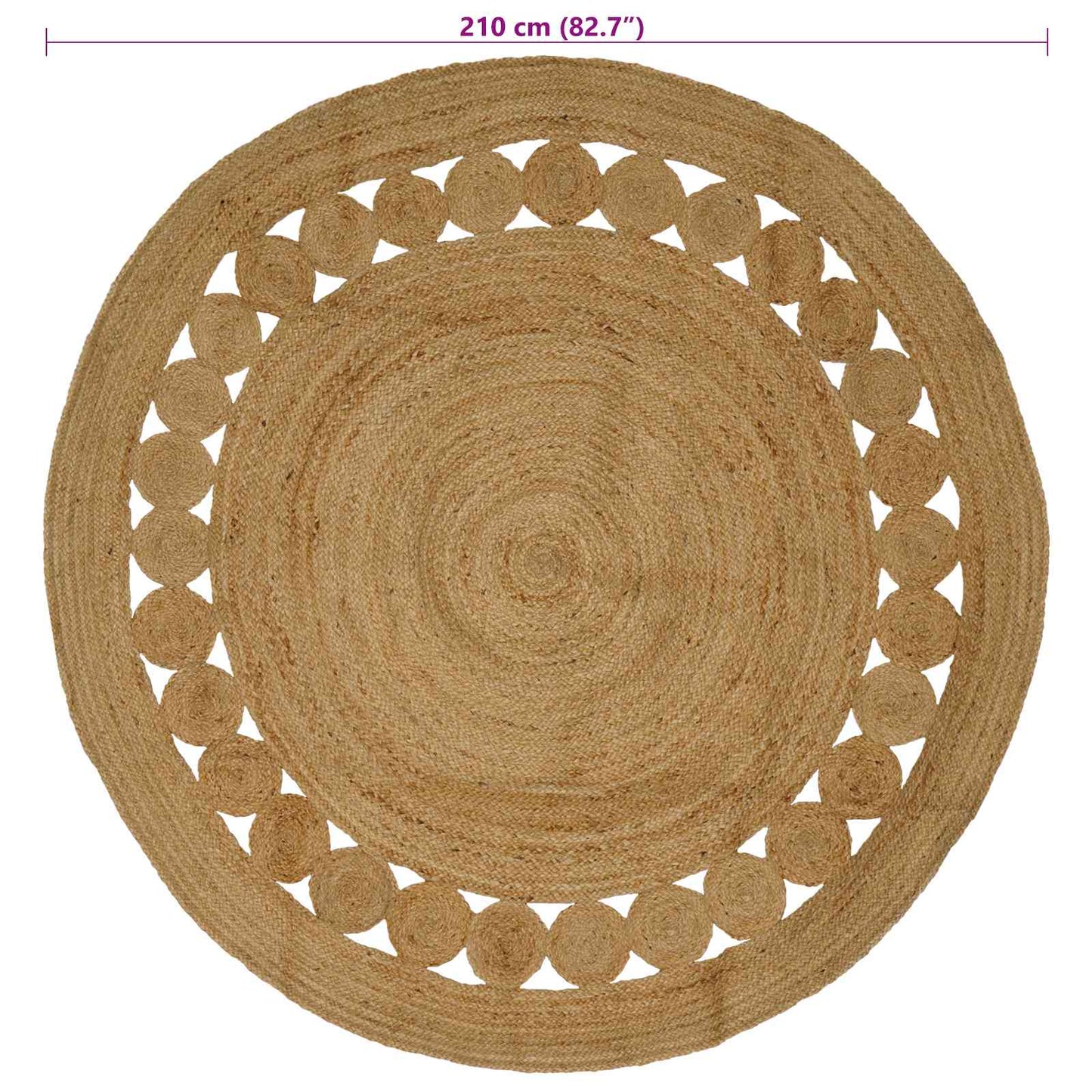 Områdetepper Naturlig Ø 210 cm Jute
