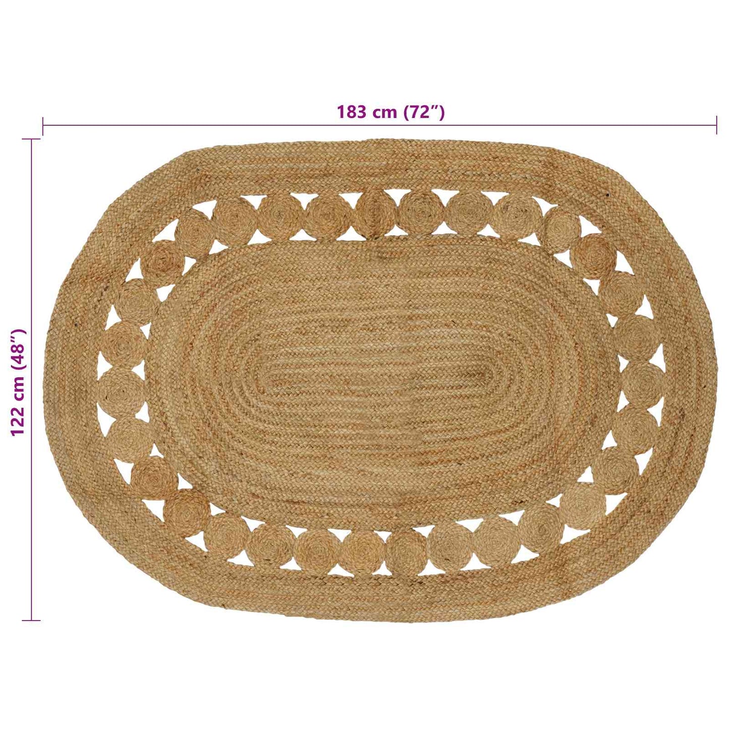 Områdetepper Naturlig 122 x 183 cm Jute