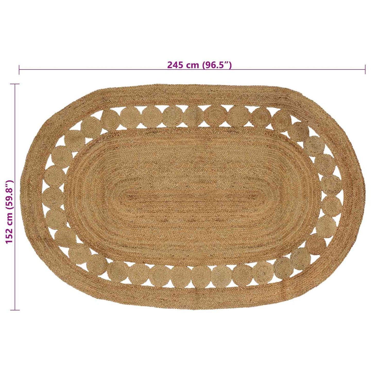 Områdetepper Naturlig 152 x 245 cm Jute