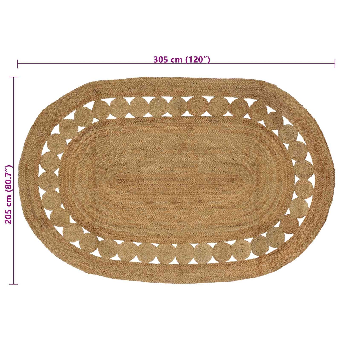 Områdetepper Naturlig 205 x 305 cm Jute